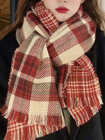 Airchics écharpe carreaux femme mode rouge noël